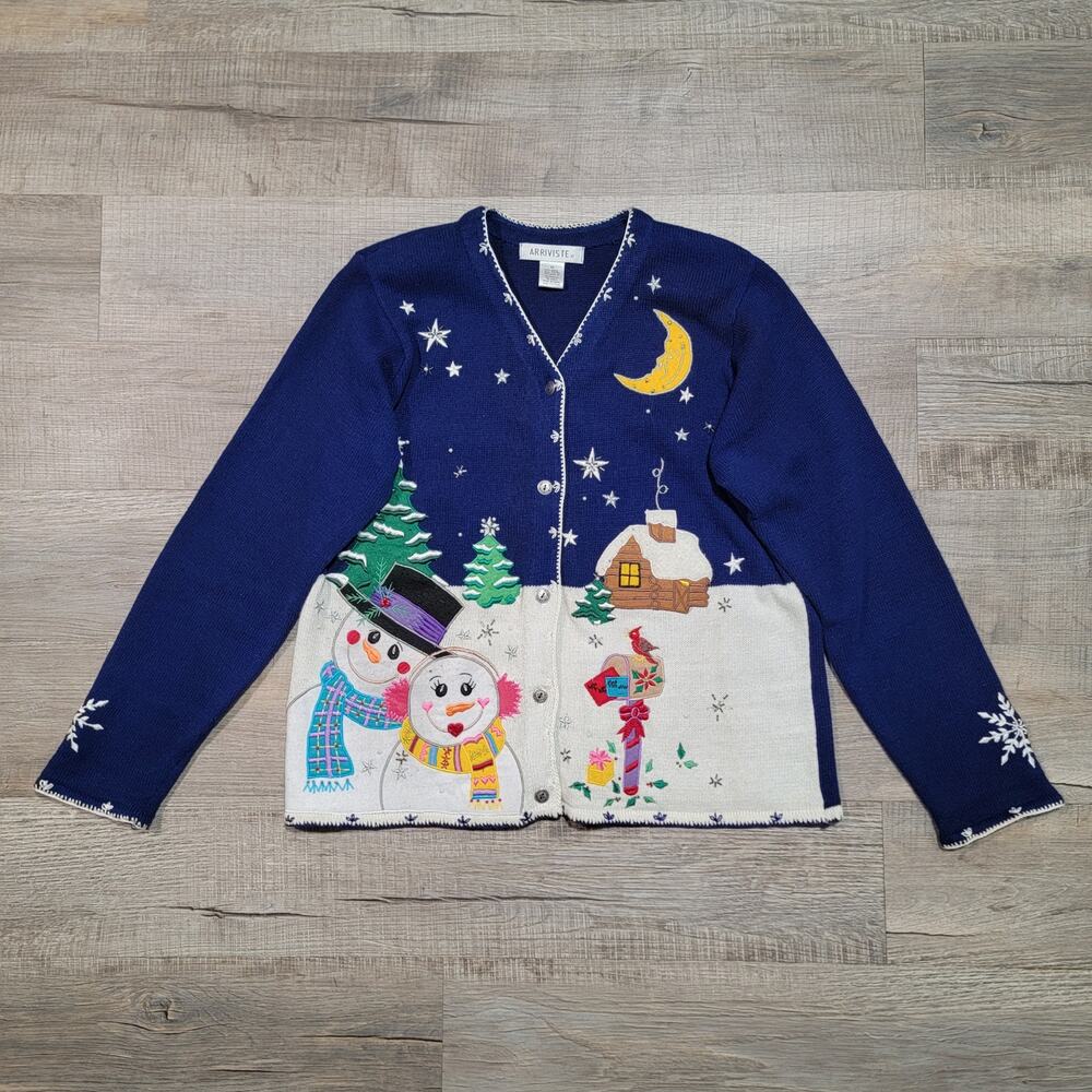 Arriviste Size Medium Ugly Christmas Sweater‎ Winter 3D Cardigan Vintage Fun